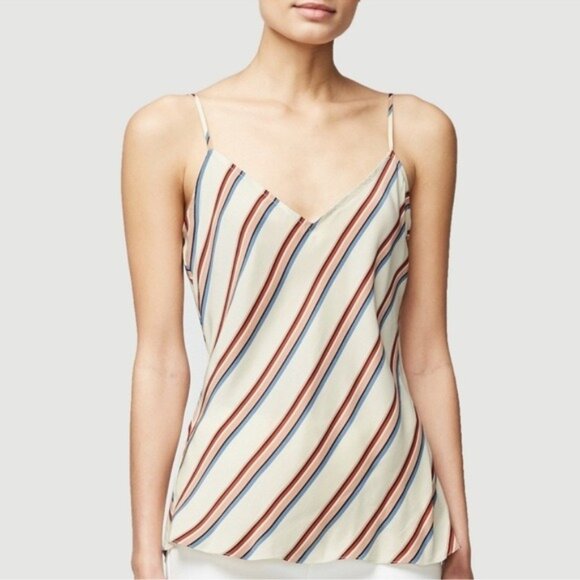 NWT Frame Classic Striped Silk Camisole S Stripe Clay Multi Sleeveless - Picture 1 of 12